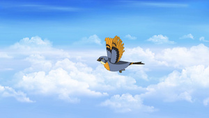 小鸟在云中飞翔侧视图手工运动动画图形12秒视频
