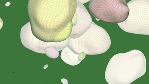 计算机生成流动的漂浮的球状形状的动画30秒视频