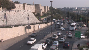 以色列耶路撒冷街路上的车流9秒视频