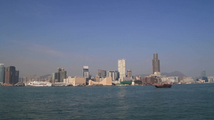 海洋岸边城市建筑风光天际线9秒视频