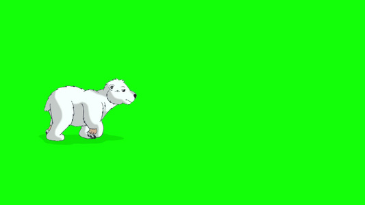 在绿色背景上小极地泰迪熊走路动画运动图形视频