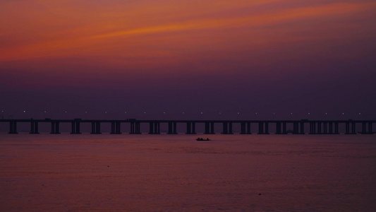 傍晚的深圳湾大桥视频