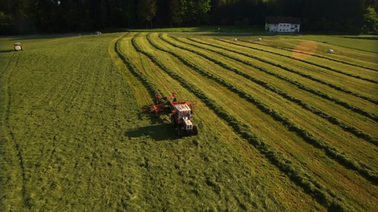农田正在工作的拖拉机[落实工作]视频