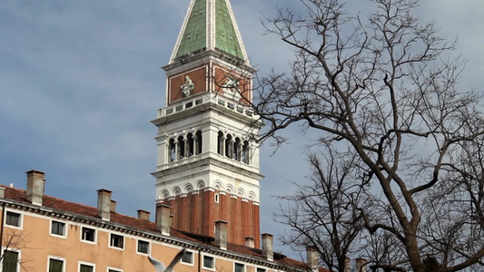 威尼斯的钟楼塔视频