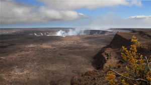 夏威夷火山口蒸汽排出延时10秒视频