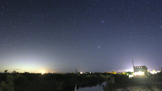 佛罗里达州夜晚的星空上流星划过天际[殒石]视频