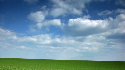 绿色的田野和移动的云彩延时视频