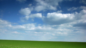 绿色的田野和移动的云彩延时14秒视频