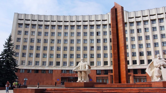 乌克兰伊万诺弗兰克夫斯基行政当局和纪念碑全景视频