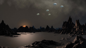 不明物飞行物在一个神奇星球的夜空中飞行13秒视频