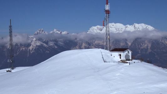 冬天的阿尔卑斯山雪景延时视频