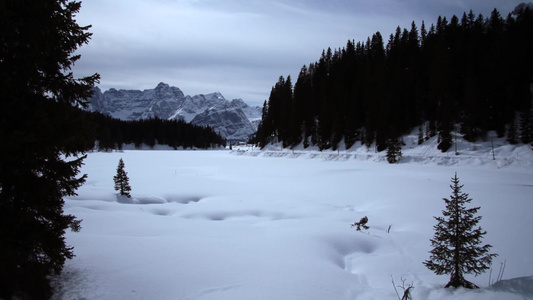 冬天的阿尔卑斯山雪景视频