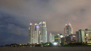 迈阿密海滩夜间城市建筑风景5秒视频
