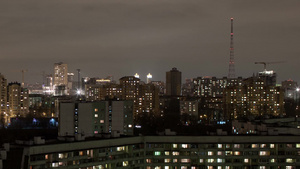 莫斯科高角度鸟瞰汽车交通城市夜景10秒视频