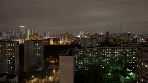 夜晚莫斯科城市建筑交通全景高角度鸟瞰拍摄10秒视频