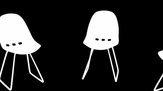 白色背景上五颜六色的塑料椅子视频