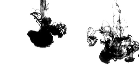 白色水中黑色墨水的抽象背景视频