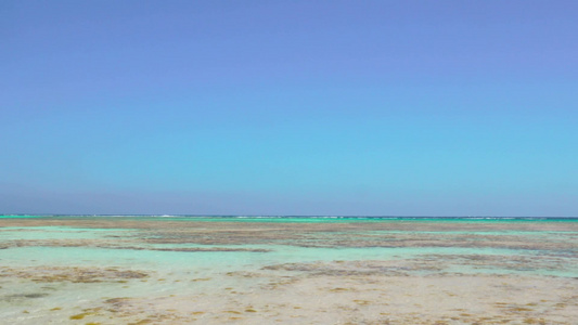 风景优美的海景清澈的海水和万里无云的蓝天 视频