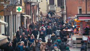 威尼斯拥挤的街道25秒视频