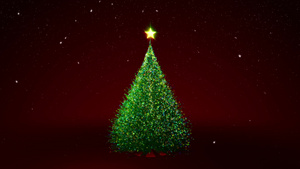 红色背景上的圣诞树上的雪花和星星25秒视频