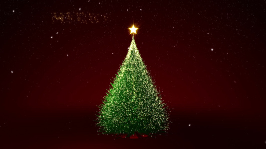 红色背景上慢慢出现的圣诞树视频