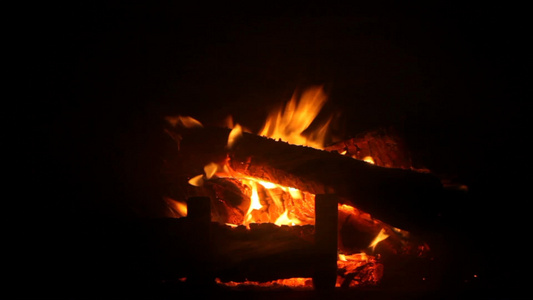 燃烧的火堆特写[木堆]视频