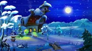 冬季下雪童话魔法屋背景视频20秒视频