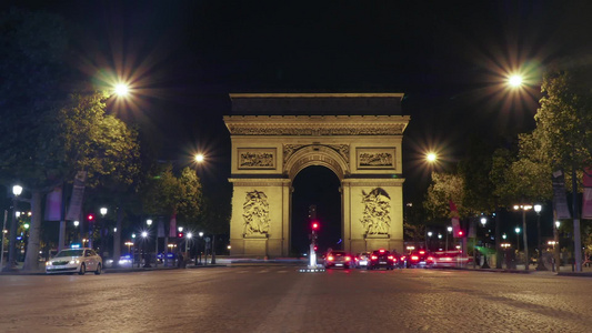 法国巴黎凯旋门街景视频