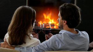 一对幸福的夫妇在喝红酒13秒视频