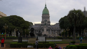 黄昏阿根廷国会大厦布宜诺斯的广泛镜头14秒视频