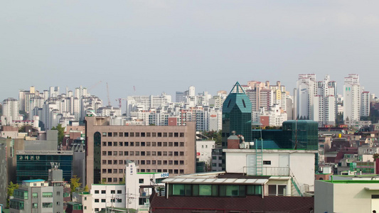 韩国首尔城市景观的延时拍摄视频