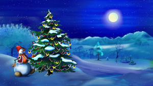 雪人和圣诞树的经典卡通风格的手工动画22秒视频