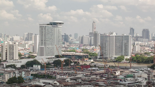 时间流逝拍摄曼谷城市景观与摩天大楼视频