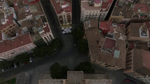 航拍鸟瞰西班牙城市街道路交通52秒视频