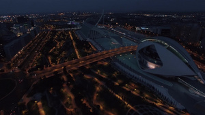 西班牙巴伦西亚艺术和科学城的夜景18秒视频