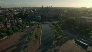 荷兰阿姆斯特丹的鸟瞰与国立博物馆40秒视频
