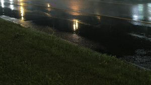带有雨水的潮湿道路上的汽车交通夜景18秒视频