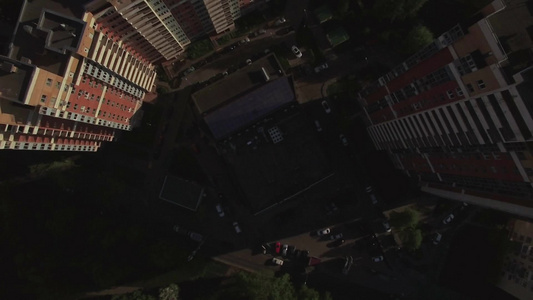 空中俯视的莫斯科现代建筑视频