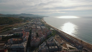 西班牙巴塞罗那城市海岸线18秒视频