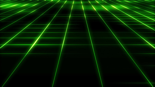 黑色背景上绿色线条抽象技术网格背景回路视频
