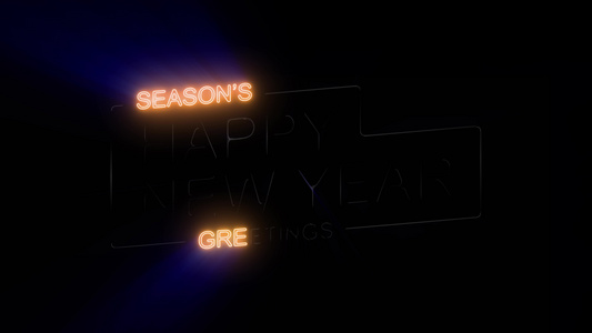 新年快乐字体的霓虹灯动态循环效果视频