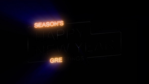 新年快乐字体的霓虹灯动态循环效果11秒视频