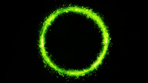 绿色抽象魔法仙女彩色圆圈旋转环边框4秒视频