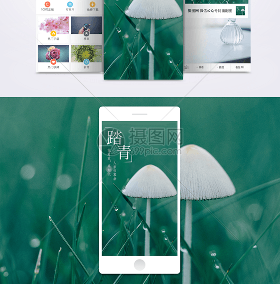 踏青春游手机海报配图图片