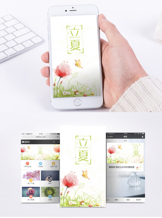 清新小花立夏手机海报配图模板