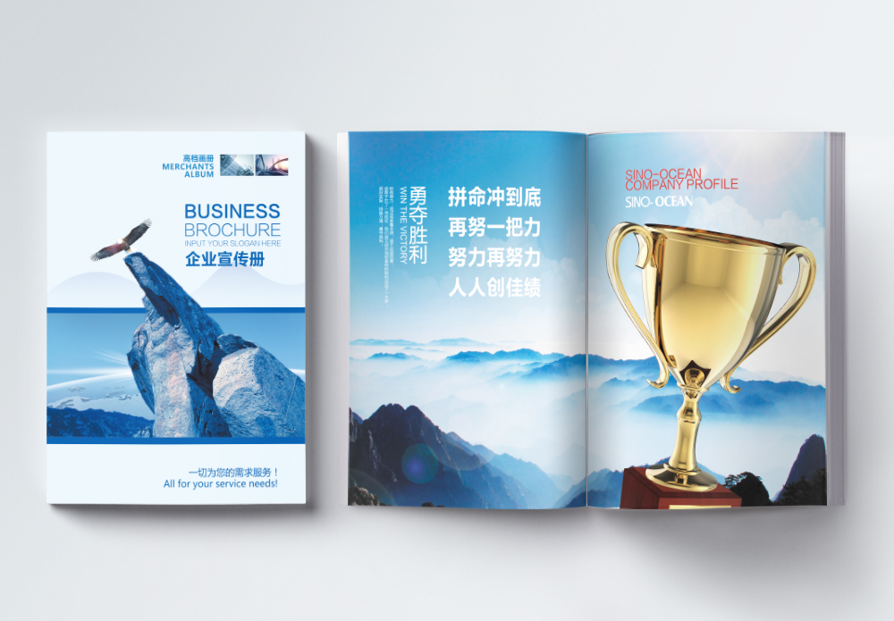 合作客户画册蓝色商务企业画册整套模板