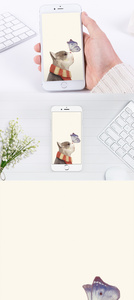 猫与蝴蝶手机壁纸图片