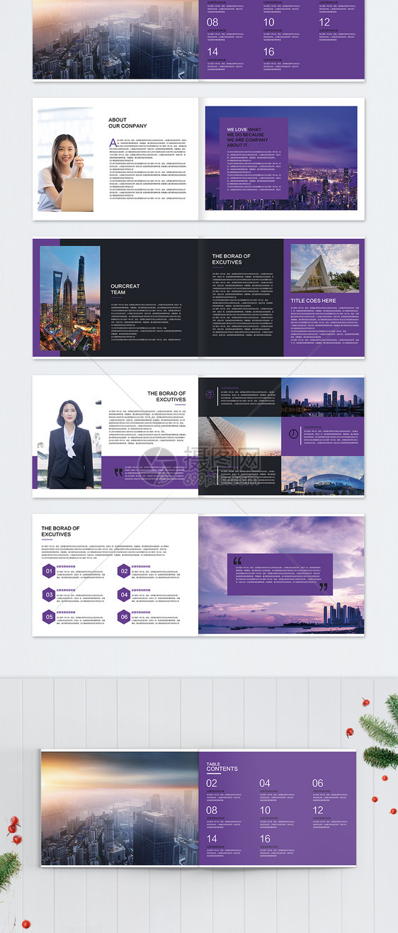 紫色企业集团宣传画册图片
