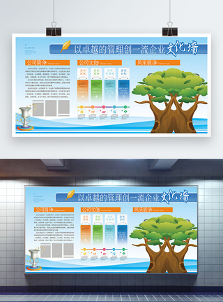 员工天地企业文化墙展板模板