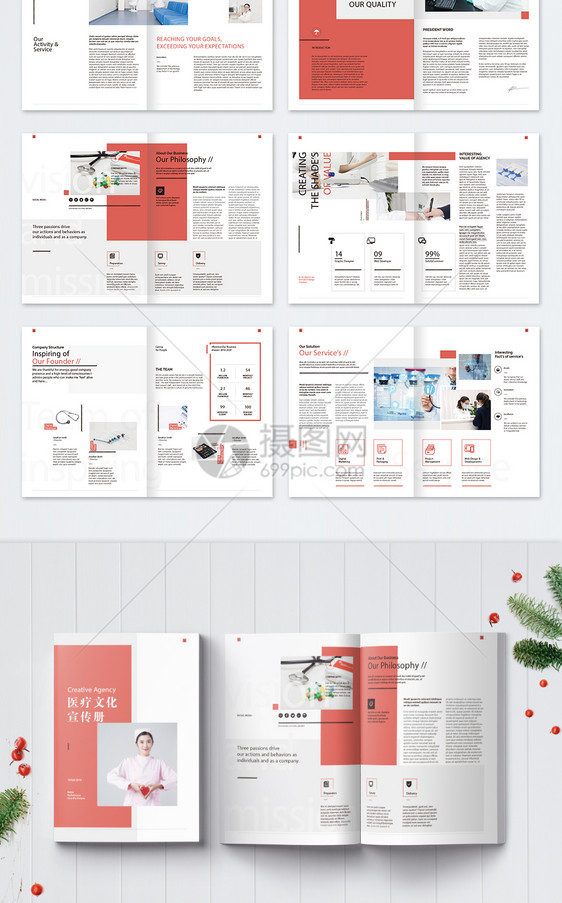 简约时尚医疗文化宣传册图片